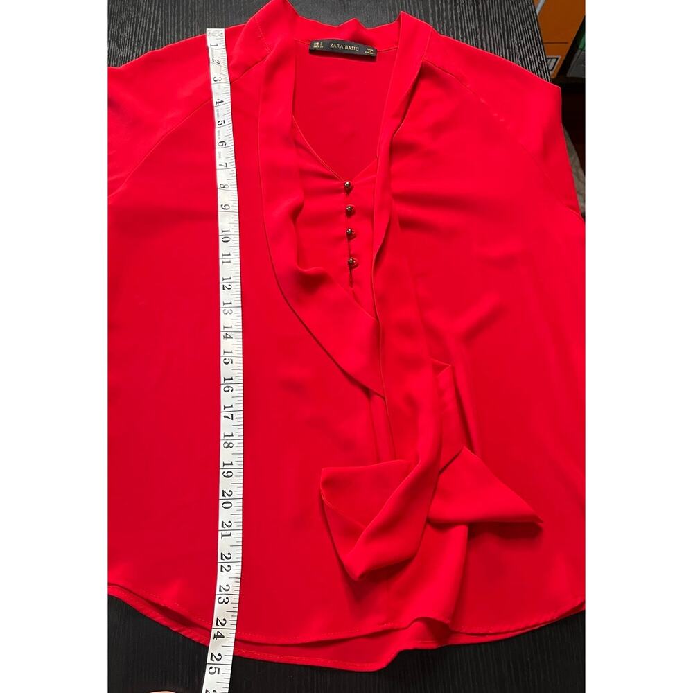 Zara Vibrant Red Bow Neck Blouse - Picture 5 of 7